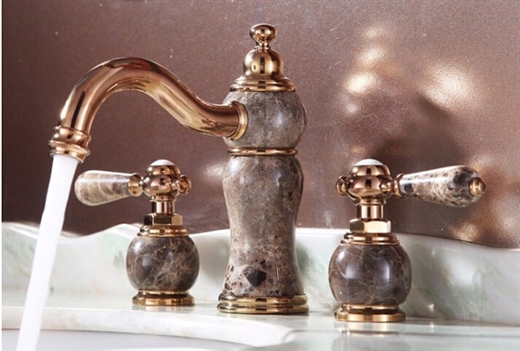 Saint-Denis Dual Handle Rose Gold Bathroom Sink Faucet